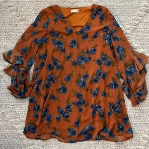 Altard State Floral Mini Dress with Bell Sleeves